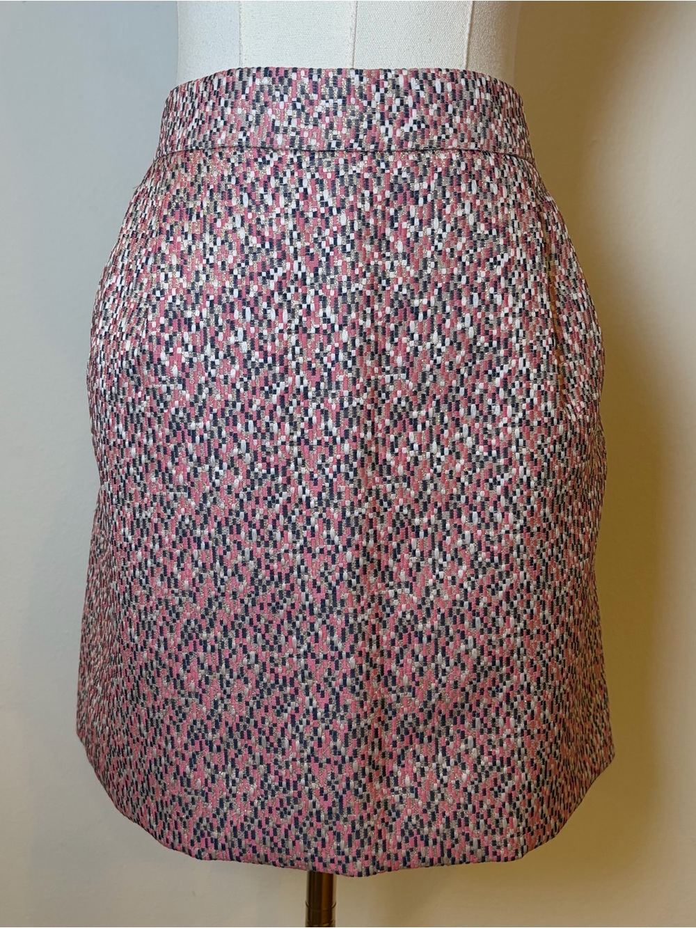 J. Crew Pink Metallic Jacquard Mini Skirt Size 4